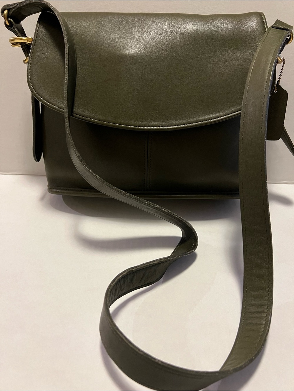 Mint Vintage Rare Olive Green Coach 9801 Equestrian Small shoulder Bag Purse